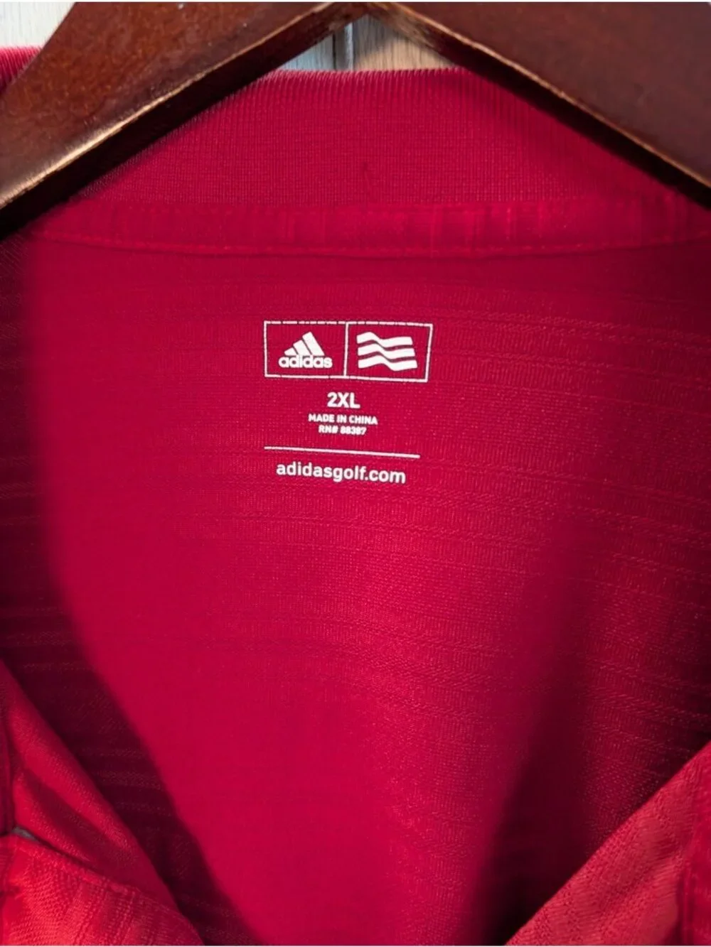 Adidas Mens 2XL Red Golf Polo Shirt Short Sleeve Athletic Casual Performance